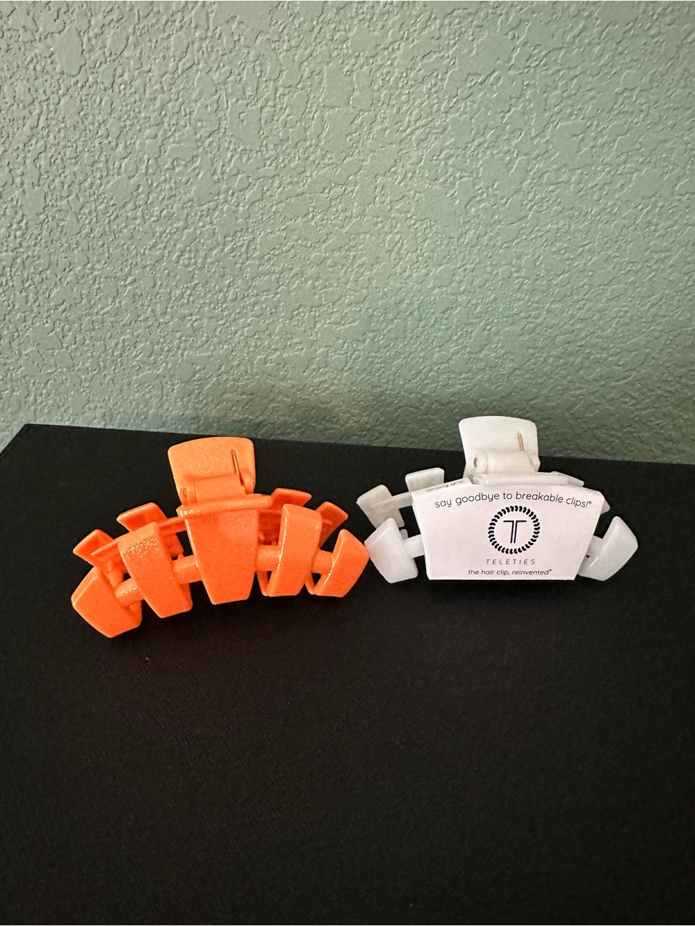 Teleties Women's Hair Claw Clip Set - Orange and White